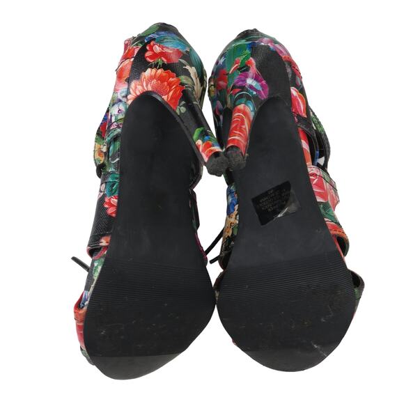 Steve Madden Madden Girl Raceyyy Ghillie Colorful Floral Caged Heels 7.5 - Picture 6 of 8